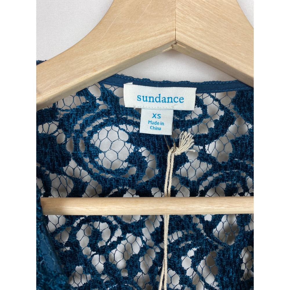 NWT Sundance Remarkable Beauty XS Blue Floral Lace Long Sleeve Lined Blouse Boho - Picture 7 of 8